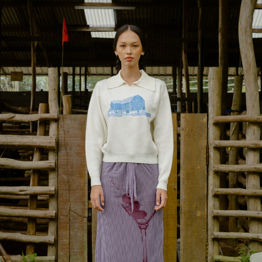 Whitewashed Barn Knit Polo Sweater