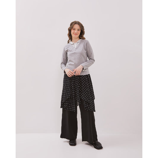 Collar Me Chic Sweater/Shirt - Grey