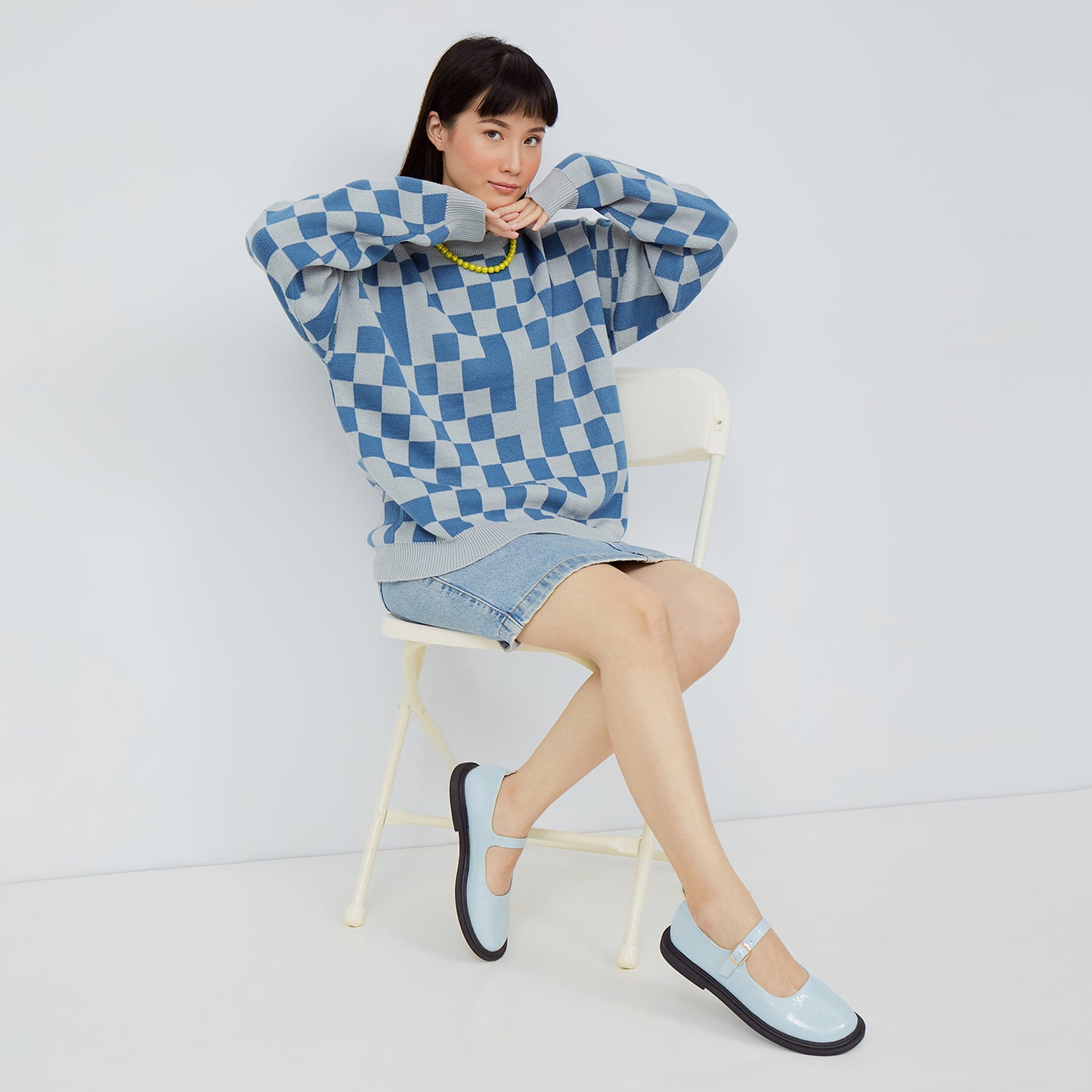 Checkered Blue Grey Sweater
