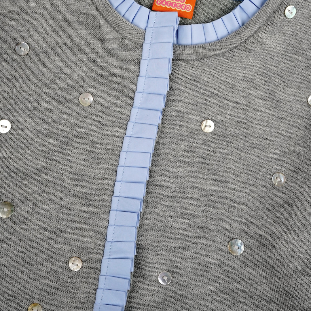 Wish Upon A Button Cardigan - Grey/Powder Blue