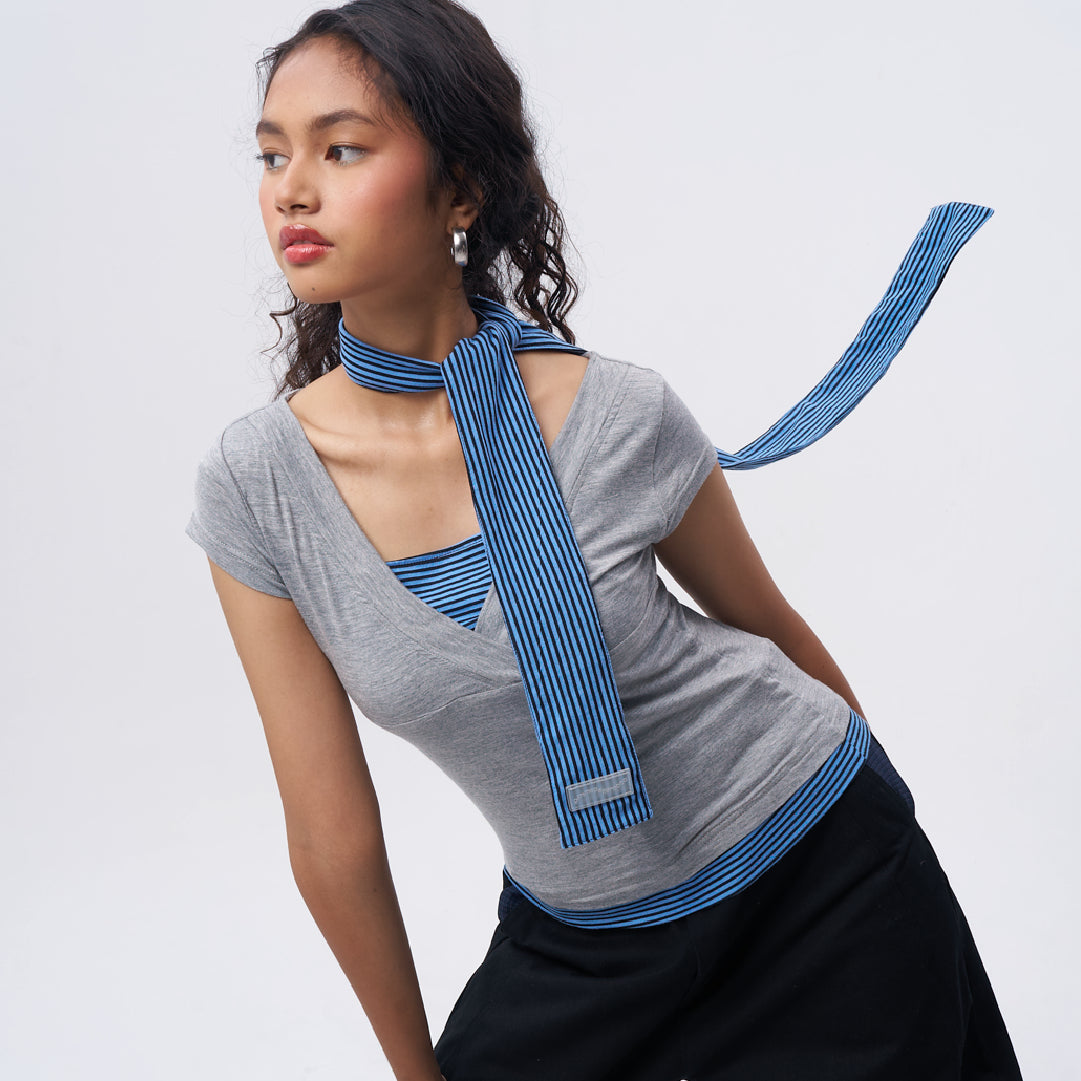 gimmepattero - V-Neck Top in Misty Stripes