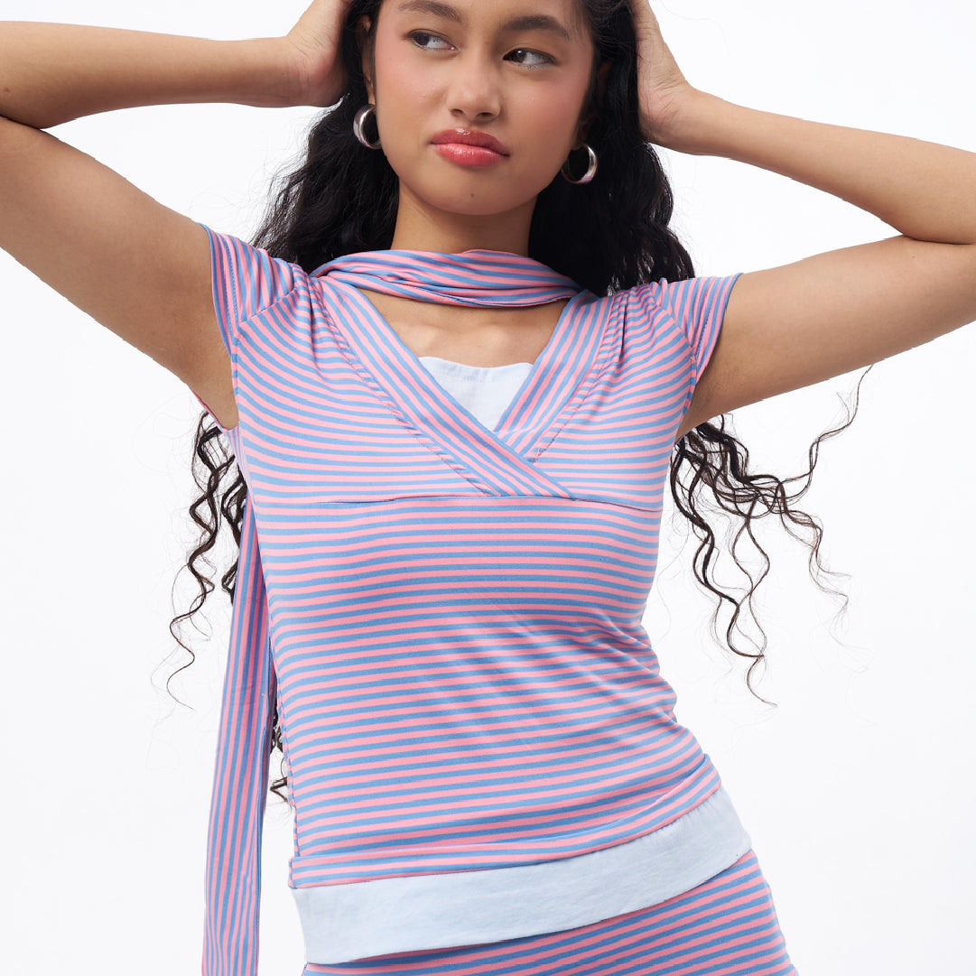 gimmepattero - V-Neck Top in Stripes Mint