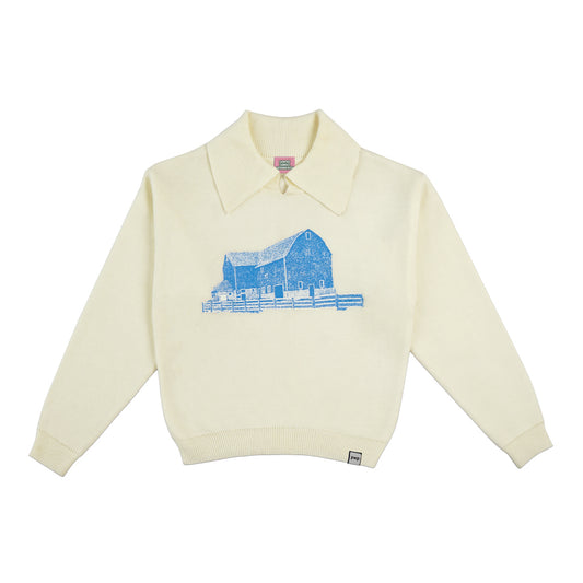Whitewashed Barn Knit Polo Sweater