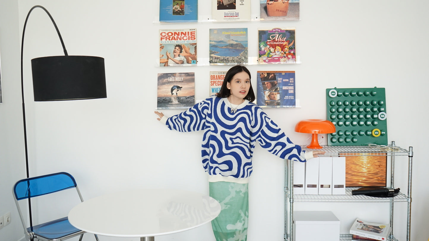 Gravity Maps Knit Sweater - Blue