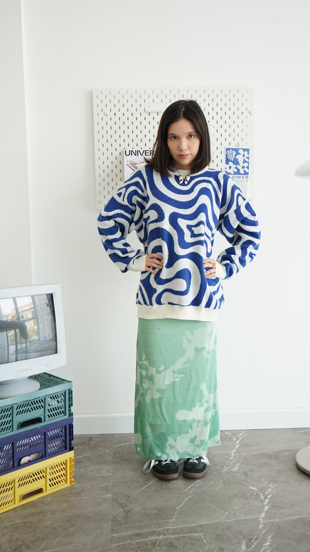 Gravity Maps Knit Sweater - Blue