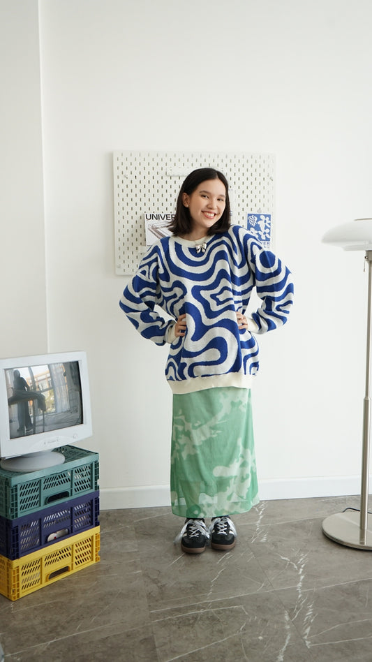 Gravity Maps Knit Sweater - Blue