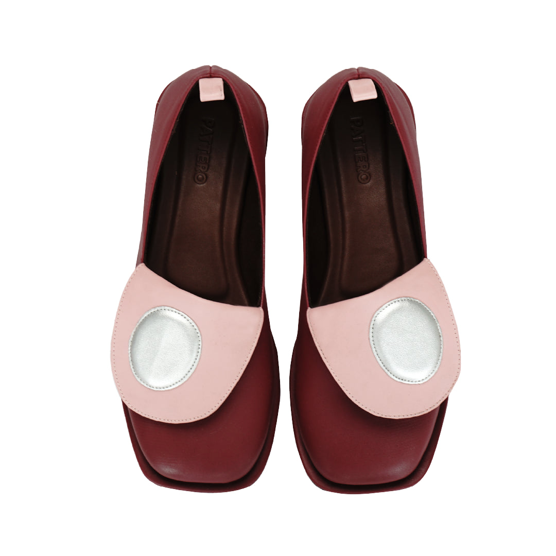 Serenade of Opera Flat Shoes - Maroon/Pink - Silver