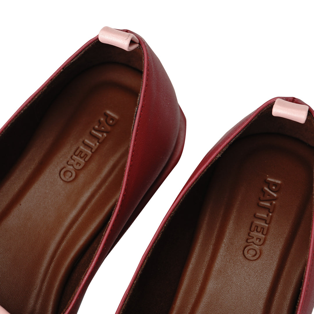 Serenade of Opera Flat Shoes - Maroon/Pink - Silver