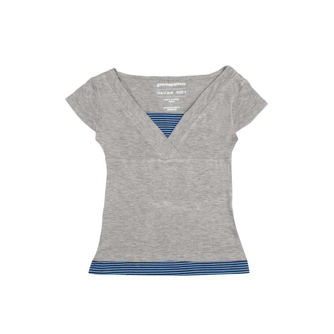 gimmepattero - V-Neck Top in Misty Stripes