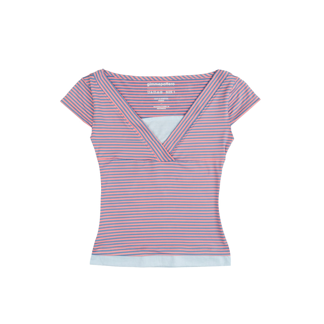 gimmepattero - V-Neck Top in Stripes Mint