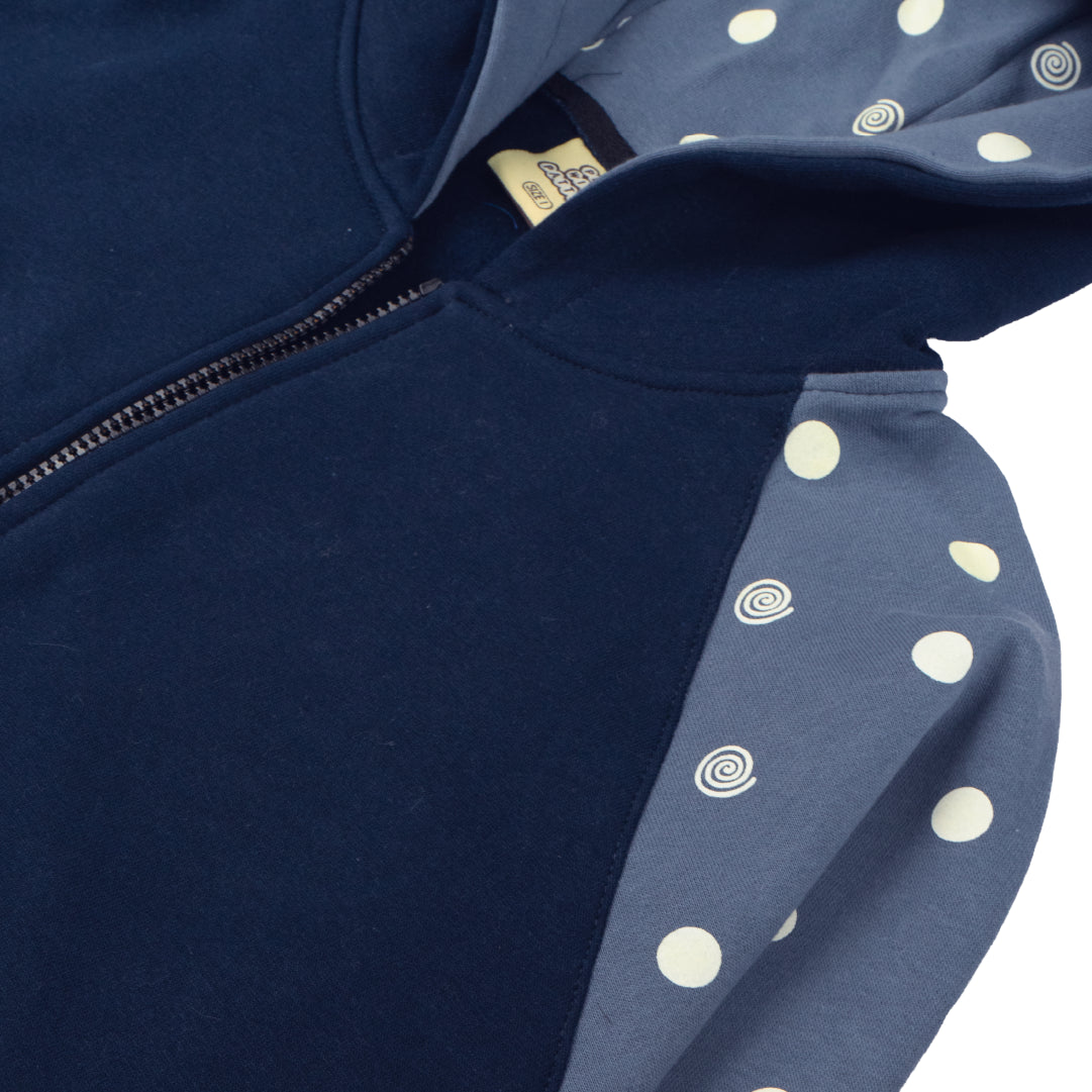 Pattero - Spiral Dots Navy Fleece Hoodie