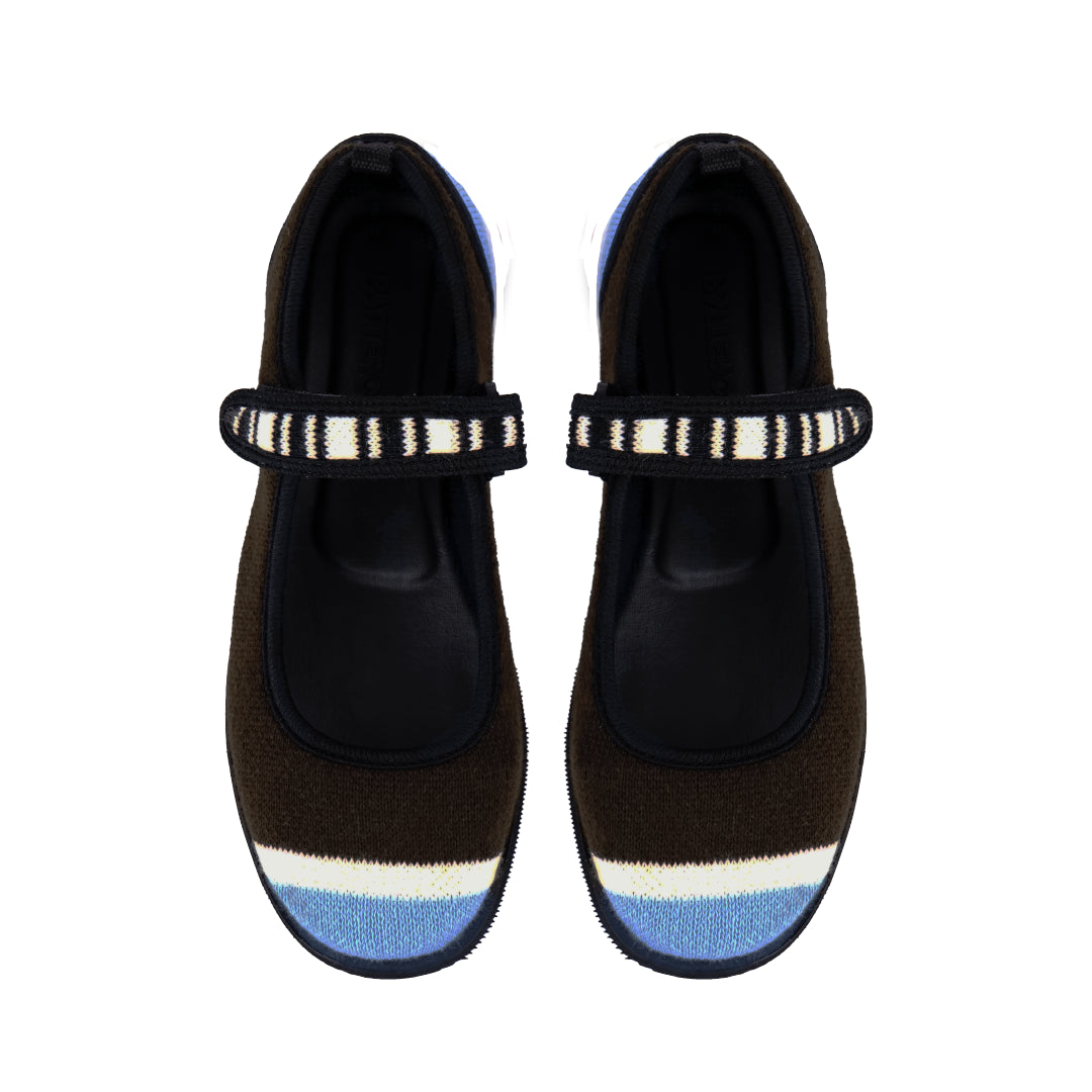 Giddy Tappy Twirly Mary Jane Flat Shoes - Brown/Blue