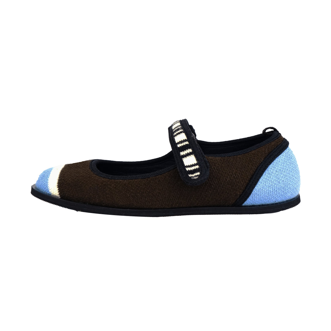 Giddy Tappy Twirly Mary Jane Flat Shoes - Brown/Blue