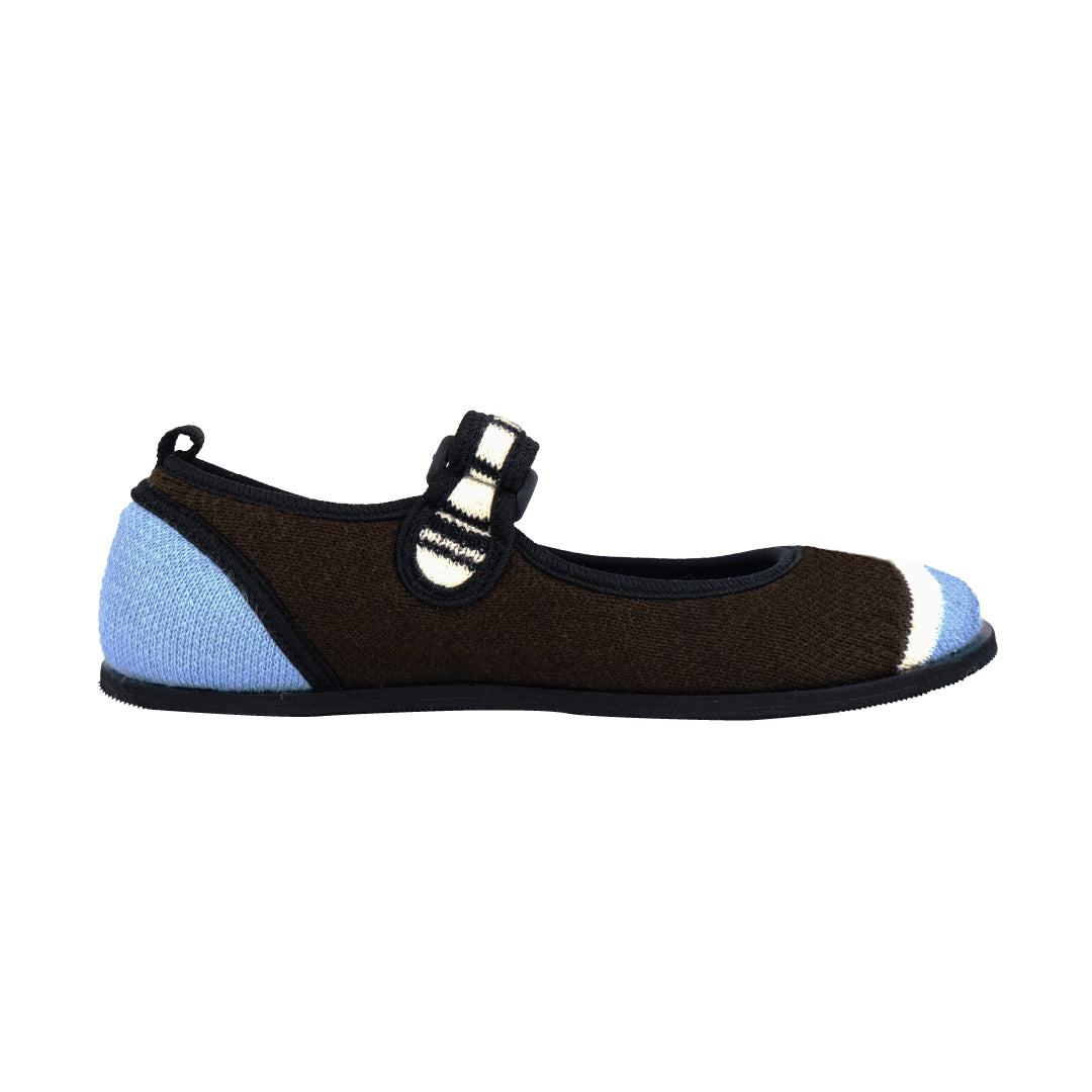 Giddy Tappy Twirly Mary Jane Flat Shoes - Brown/Blue