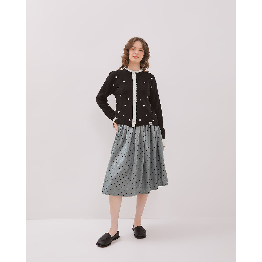 Wish Upon A Button Cardigan - Black/Mint