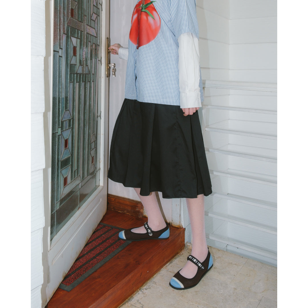 Giddy Tappy Twirly Mary Jane Flat Shoes - Brown/Blue
