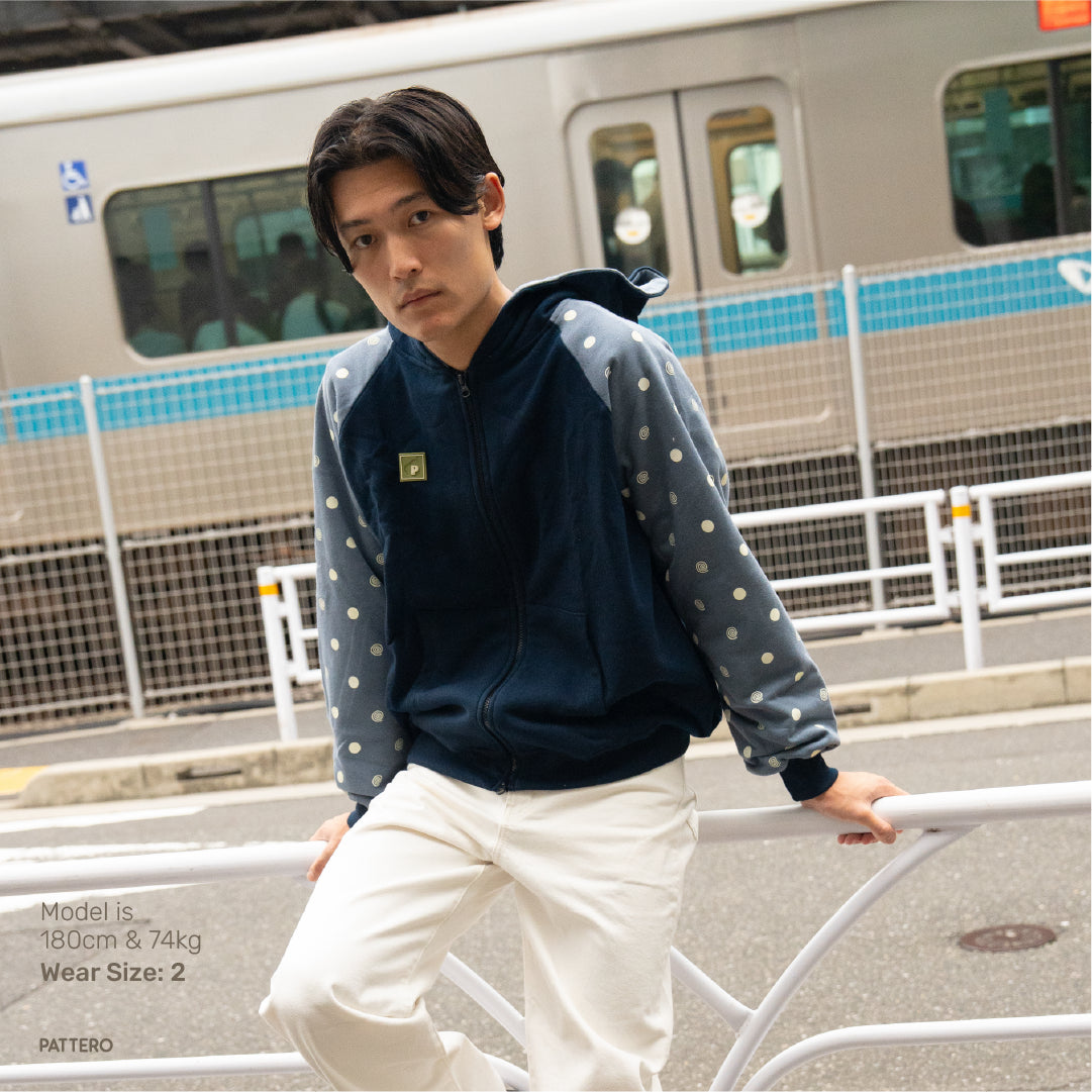 Pattero - Spiral Dots Navy Fleece Hoodie