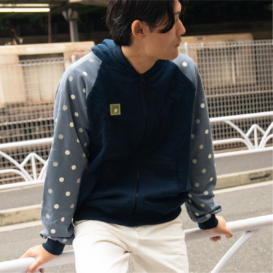 Pattero - Spiral Dots Navy Fleece Hoodie