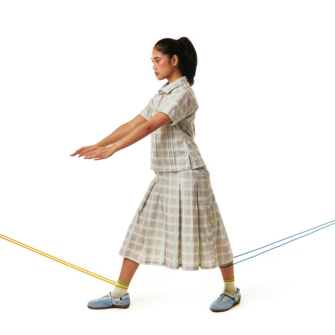 Ash Line Plaid Skirt