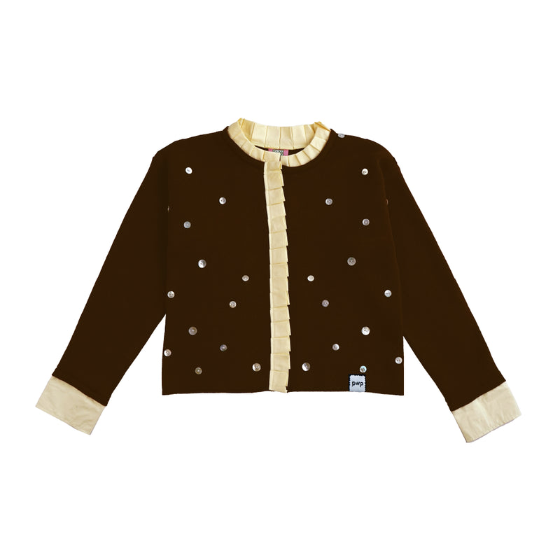 Wish Upon A Button Cardigan - Brown/Yellow