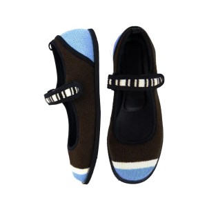 Giddy Tappy Twirly Mary Jane Flat Shoes - Brown/Blue