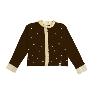 Wish Upon A Button Cardigan - Brown/Yellow
